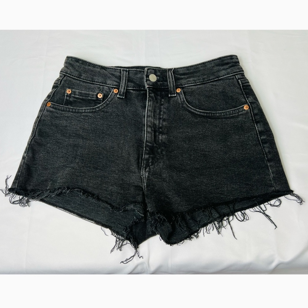 H&M Charcoal Black High Waisted Jean Shorts